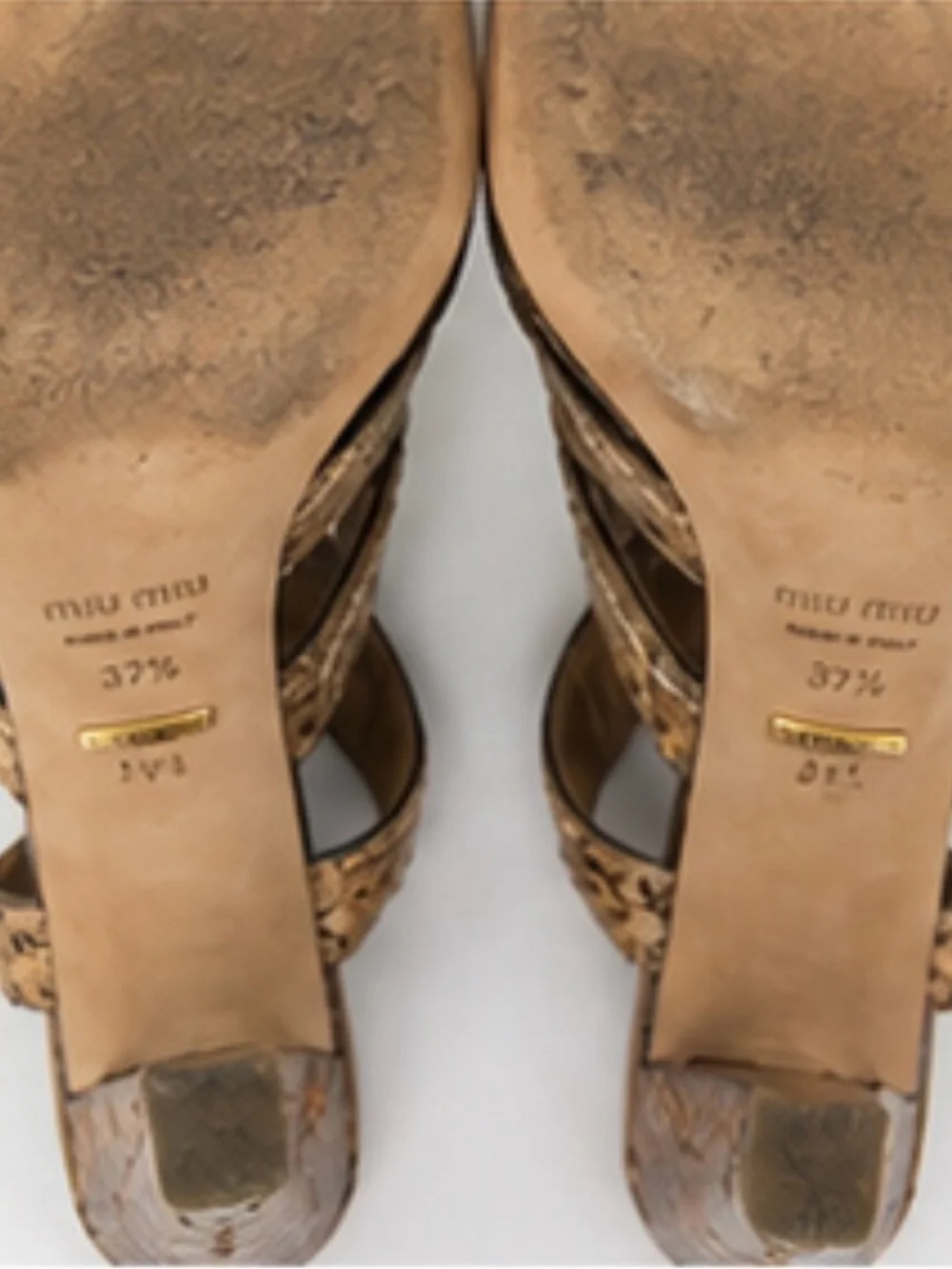 MIU MIU Genuine Snakeskin Platform Heels Sandals Size 37.5 Made in Italy